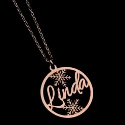 Personalised New Year Gift For Her, Christmas Name Necklace, New Year Name Necklace, Snowflake Pendant, Christmas Baubles Necklace