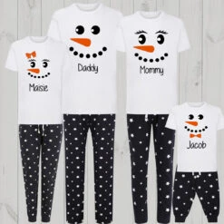 Personalised Snowman Family Christmas Pyjamas, Christmas Eve Pyjamas, Christmas Eve Box, Matching PJs