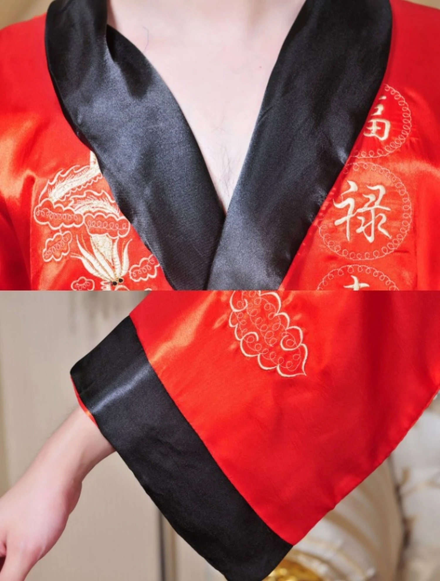 GFM Chinese Mens Or Unisex Dragon Design Dressing Gown Or Kimono - Red-VLL - Christmas Gift 5 GFM Chinese Mens Or Unisex Dragon Design Dressing Gown Or Kimono - Red-VLL - Christmas Gift - Image 3