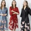 GFM Womens Chinese Satin Fabric Cranes Design Dressing Gown-Black , Grey , Red - Christmas Gift 1 GFM Womens Chinese Satin Fabric Cranes Design Dressing Gown-Black , Grey , Red - Christmas Gift -Jewellery Paradise il fullxfull.3298533345 5jhq