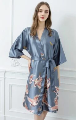 GFM Womens Chinese Satin Fabric Cranes Design Dressing Gown-Black , Grey , Red - Christmas Gift 21 GFM Womens Chinese Satin Fabric Cranes Design Dressing Gown-Black , Grey , Red - Christmas Gift -Jewellery Paradise il fullxfull.3298533517 co4p