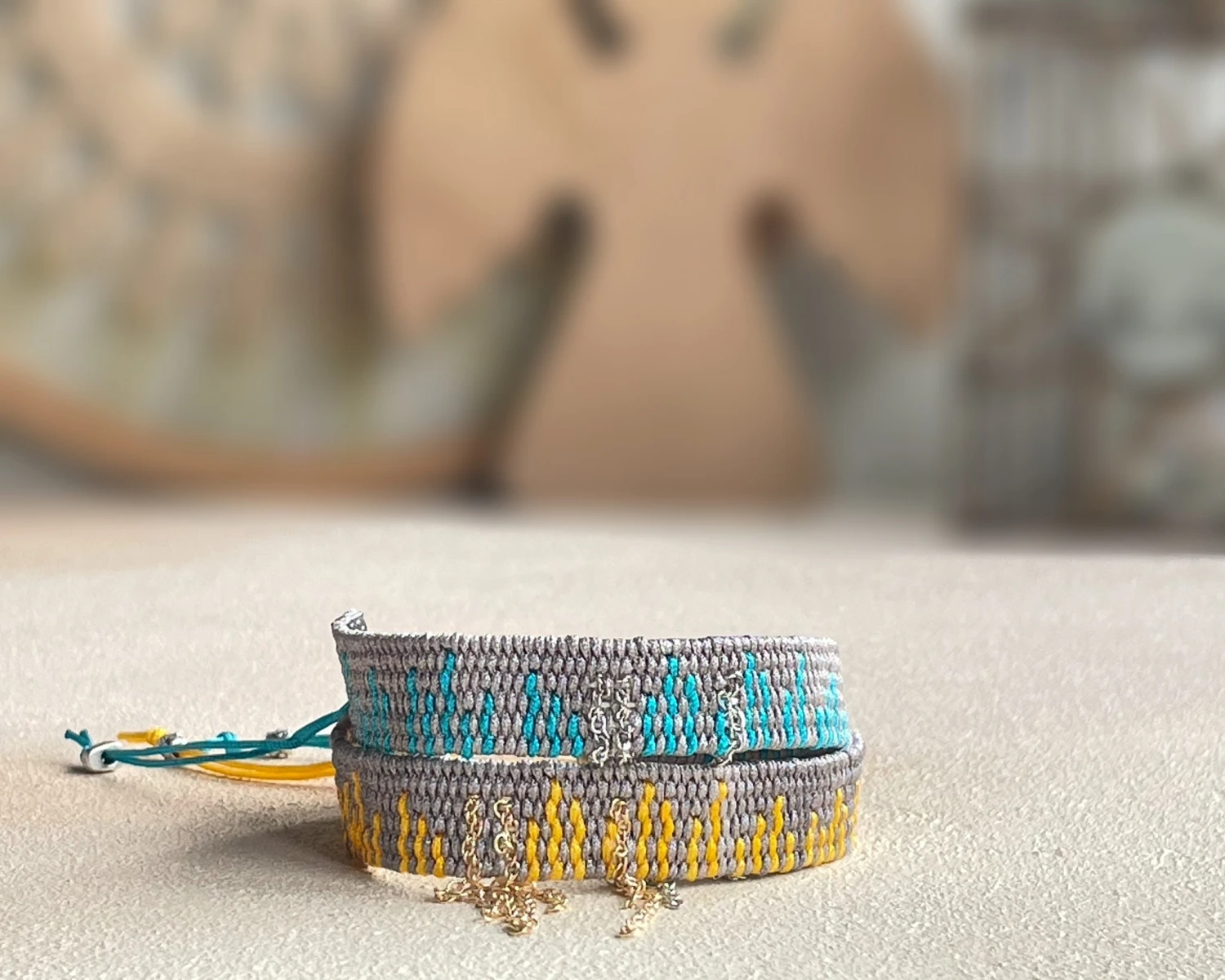 Blue Striped Grey Handwoven Bracelet, Cuff Bracelet, Bracelet For Women, Stylish Adjustable Bracelet, Friendship Christmas Gift 7 Blue Striped Grey Handwoven Bracelet, Cuff Bracelet, Bracelet For Women, Stylish Adjustable Bracelet, Friendship Christmas Gift - Image 5