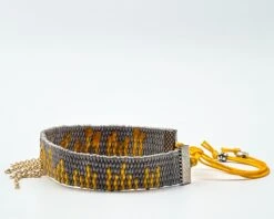 Yellow Striped Grey Handwoven Bracelet, Cuff Bracelet, Bracelet For Women, Stylish Adjustable Bracelet, Christmas Gift, Stacking Bracelet -Jewellery Paradise il fullxfull.3300121157 n39o