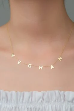 Middle Initial Silver Necklace, Personalised Middle SilverLetters Necklace, Multiple Letters Necklace, Christmas Gift Necklace, Middle Nec