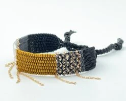 Mustard And Grey Handwoven Bracelet, Matching Cord Bracelet For Women, Adjustable Cuff Jewellery, Christmas / Birthday Gift, Chain Bracelet -Jewellery Paradise il fullxfull.3316605058 76x8