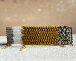 Mustard And Grey Handwoven Bracelet, Matching Cord Bracelet For Women, Adjustable Cuff Jewellery, Christmas / Birthday Gift, Chain Bracelet