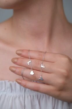 Middle Initial Silver Necklace, Personalised Middle SilverLetters Necklace, Multiple Letters Necklace, Christmas Gift Necklace, Middle Nec -Jewellery Paradise il fullxfull.3352446901 qoro