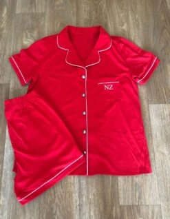 Personalised Christmas Pyjamas Red Pjs Set Personalised Pyjamas,personalised Pjs Set, Personalised Gift Christmas Cotton Pjs, Christmas Eve