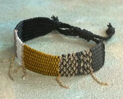 Mustard And Grey Handwoven Bracelet, Matching Cord Bracelet For Women, Adjustable Cuff Jewellery, Christmas / Birthday Gift, Chain Bracelet -Jewellery Paradise il fullxfull.3364299649 pp1i