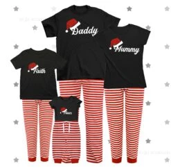 Christmas Family Matching Lounge Wear Pyjama SetGlitter Santa Hat Any Name Xmas Eve Box Filler Idea