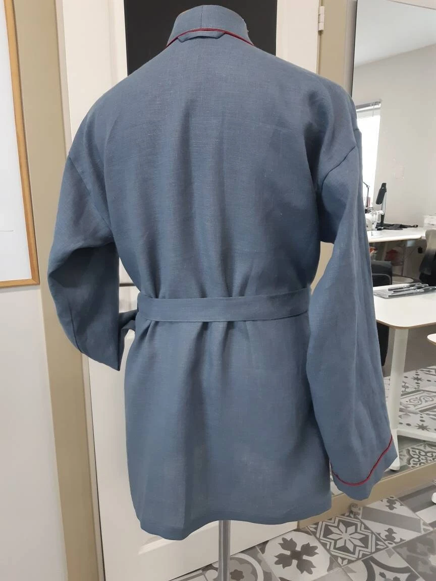 Linen Men's Pyjamas Set, Flax Pajamas, Half-length Robe And Long Trousers, Christmas Men Pajamas Set, Natural Home Wear, Comfortable Clothes 11 Linen Men's Pyjamas Set, Flax Pajamas, Half-length Robe And Long Trousers, Christmas Men Pajamas Set, Natural Home Wear, Comfortable Clothes - Image 9