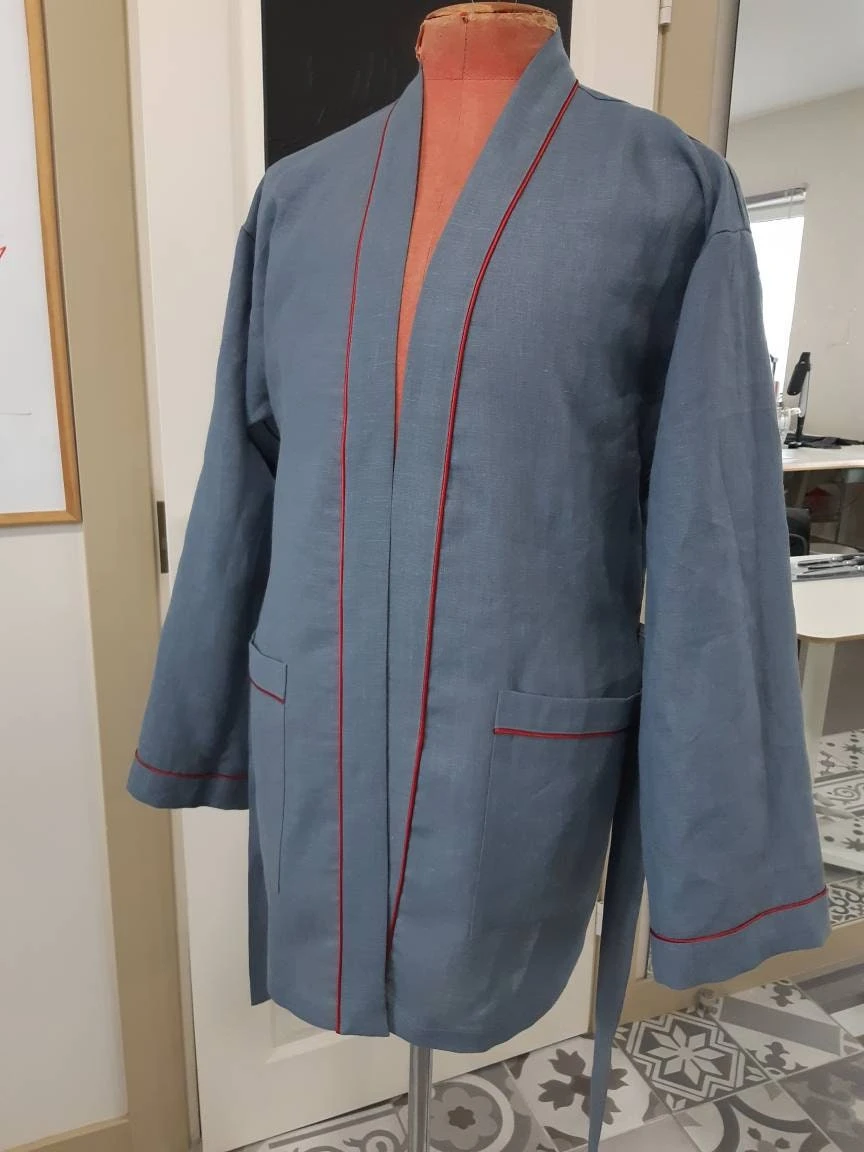 Linen Men's Pyjamas Set, Flax Pajamas, Half-length Robe And Long Trousers, Christmas Men Pajamas Set, Natural Home Wear, Comfortable Clothes 9 Linen Men's Pyjamas Set, Flax Pajamas, Half-length Robe And Long Trousers, Christmas Men Pajamas Set, Natural Home Wear, Comfortable Clothes - Image 7