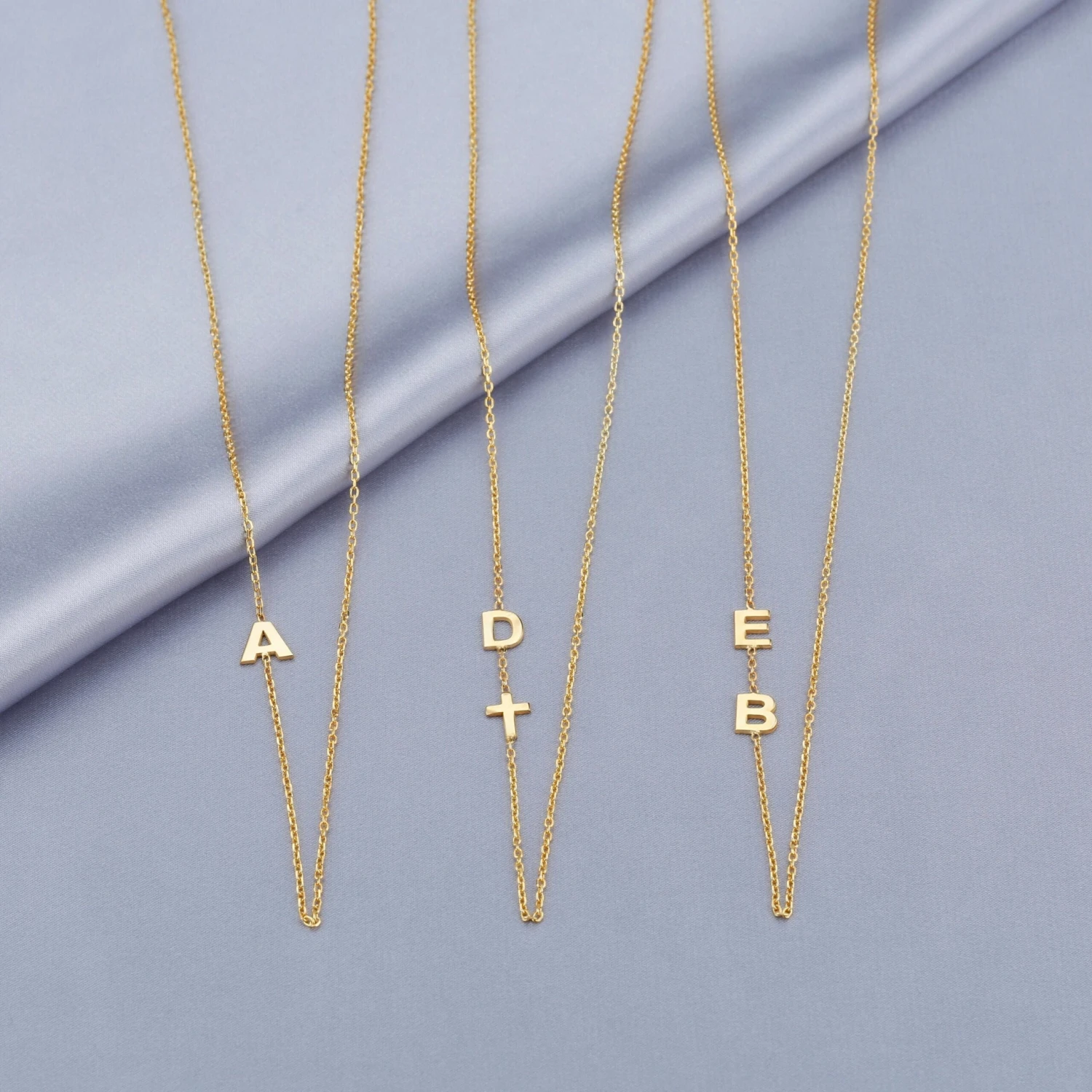 Sideways Initial Necklace, Letter Necklace, 925K Silver Letter Necklace, Initial Cross Necklace, Baptism Necklace, Christmas Gift, 4 Sideways Initial Necklace, Letter Necklace, 925K Silver Letter Necklace, Initial Cross Necklace, Baptism Necklace, Christmas Gift, - Image 2