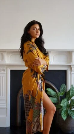 Long Golden Hour Yellow Silk Blend Kimono Robe, Christmas Gifts, Dressing Gown, Vintage Kimono, Silk Robes For Women, Japanese Kimono, Maru 9 Long Golden Hour Yellow Silk Blend Kimono Robe, Christmas Gifts, Dressing Gown, Vintage Kimono, Silk Robes For Women, Japanese Kimono, Maru -Jewellery Paradise il fullxfull.3391546818 pt0n