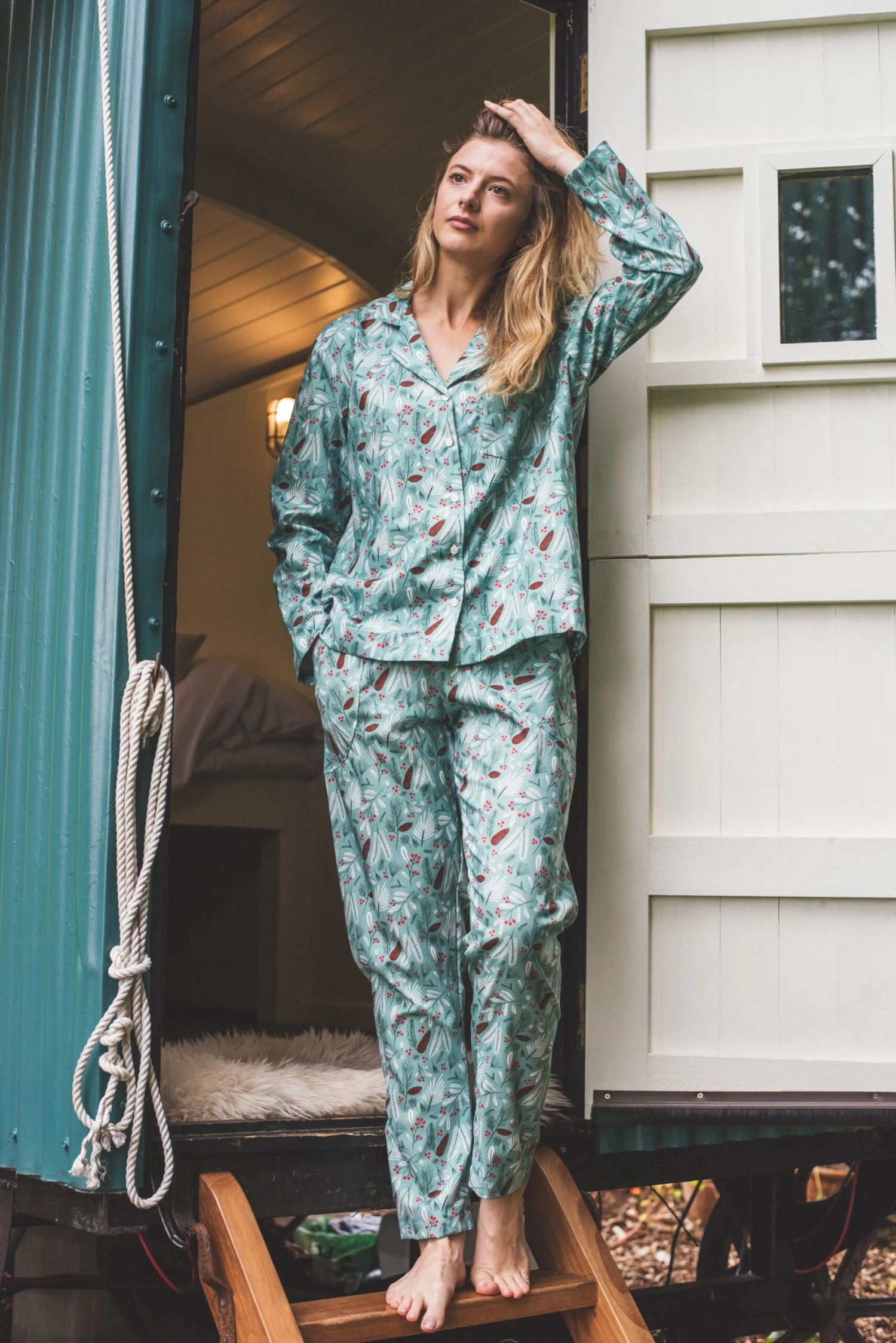 Bramble Print Pyjamas * Womens Pyjamas 100% Organic Cotton, Sleepwear, Women's Traditional Pyjamas, Christmas Pyjama Set Gifts Size M Only 11 Bramble Print Pyjamas * Womens Pyjamas 100% Organic Cotton, Sleepwear, Women's Traditional Pyjamas, Christmas Pyjama Set Gifts Size M Only - Image 9