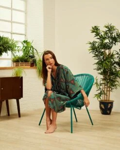 Aqua Marine Silk Blend Kimono Robe, Christmas Gifts, Dressing Gown, Vintage Kimono, Bridesmaid Robes, Boho Kimono, Bridal Robe,maru Clothing