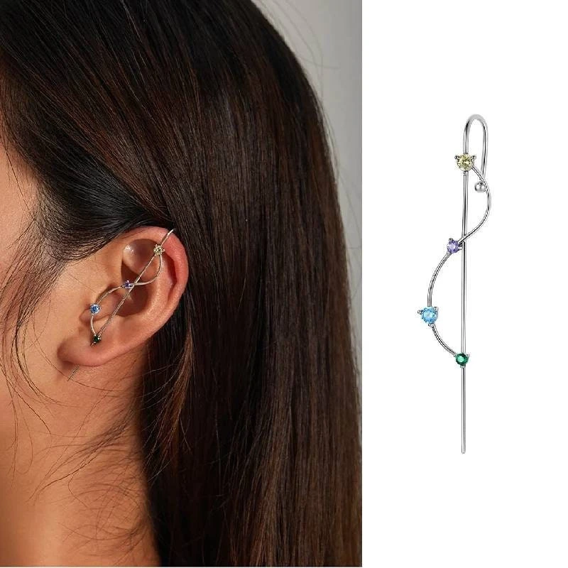 925 Silver 1pc Rainbow Dangle Pin, Ear Climber, Alternative Earring, Christmas Gift Ideas. 5 925 Silver 1pc Rainbow Dangle Pin, Ear Climber, Alternative Earring, Christmas Gift Ideas. - Image 3