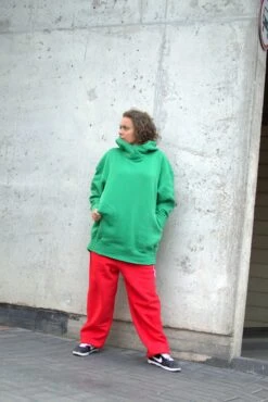 Red Unisex Sweatpants, Baggy Red Pants,Casual Cotton Trousers, Loose Fit Pants, Drop Crotch Sweatpants, Red Christmas Holiday Sweatpants
