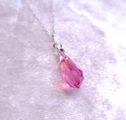 Genuine Crystal Necklace. Rose Aurora Borealis Pendant On 925 Sterling Silver Chain. Birthday Christmas Eid Mothers Day Bridesmaid Gift -Jewellery Paradise il fullxfull.3434224513 r28s