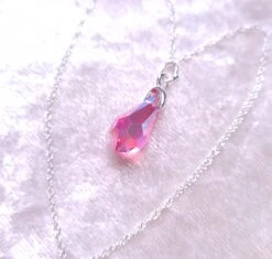 Genuine Crystal Necklace. Rose Aurora Borealis Pendant On 925 Sterling Silver Chain. Birthday Christmas Eid Mothers Day Bridesmaid Gift -Jewellery Paradise il fullxfull.3434224541 6y4x