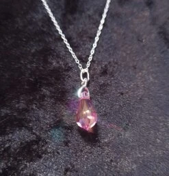 Genuine Crystal Necklace. Rose Aurora Borealis Pendant On 925 Sterling Silver Chain. Birthday Christmas Eid Mothers Day Bridesmaid Gift -Jewellery Paradise il fullxfull.3434224615 o4nr
