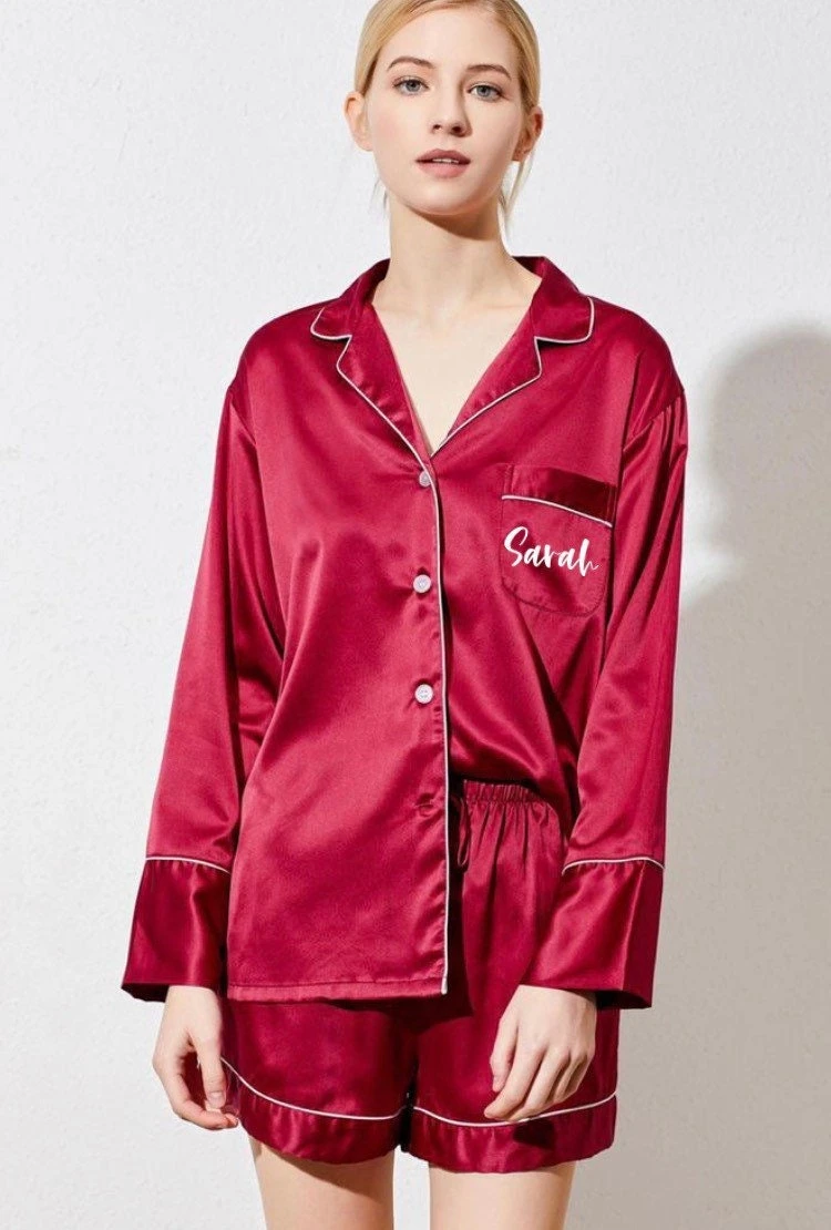 Luxury Red Satin Pyjamas, Christmas Pyjamas, Satin Pjs, Christmas Gift For Her,Christmas Eve Gift,Xmas Eve Pj Set,ladies Pyjamas,festive Pjs 5 Luxury Red Satin Pyjamas, Christmas Pyjamas, Satin Pjs, Christmas Gift For Her,Christmas Eve Gift,Xmas Eve Pj Set,ladies Pyjamas,festive Pjs - Image 3