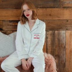 Satin Relax It's Christmas Embroidered Pyjama Set -Jewellery Paradise il fullxfull.3454966887 thjt