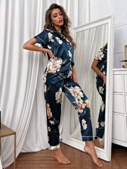 Personalised Satin Pyjamas, Navy Blue Floral Print Pjs, Birthday Gift For Her, Long Leg Sleepwear, Womens Nightwear, Christmas Pyjamas 7 Personalised Satin Pyjamas, Navy Blue Floral Print Pjs, Birthday Gift For Her, Long Leg Sleepwear, Womens Nightwear, Christmas Pyjamas -Jewellery Paradise il fullxfull.3459739466 6rkk