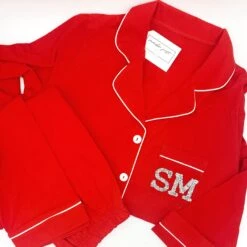 Adults Rhinestone Initials Pjs, Initials Pjs, Matching Pjs , Christmas Pjs, Besties Pjs, Sparkly Initials, Red Pjs, Pink Pjs, Initials
