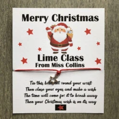 Christmas Class Gifts, Wish Bracelets ,personalised , Teacher Gifts, Friends, Festive, Unisex, Boys, Girls