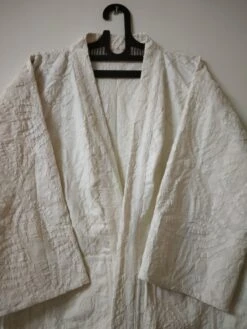 Cutwork Short Winter Kimono Robe, Indian Cotton Cutwork Women Jacket Coat, White Handmade Cutwork Beach Kimono For Christmas Gift For Mom