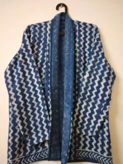 Indigo Blue Block Print Jackets Coat,Natural Hand Block Print Winter Jacket, Winter Cotton Short Jacket, Jackets For Christmas For Her