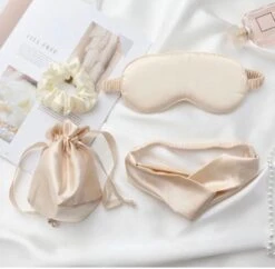 UK Luxury Cream Silk Eye Mask, Father’s Day Gift From Daughter, Eye Mask, Christmas Gift Set Of 4.