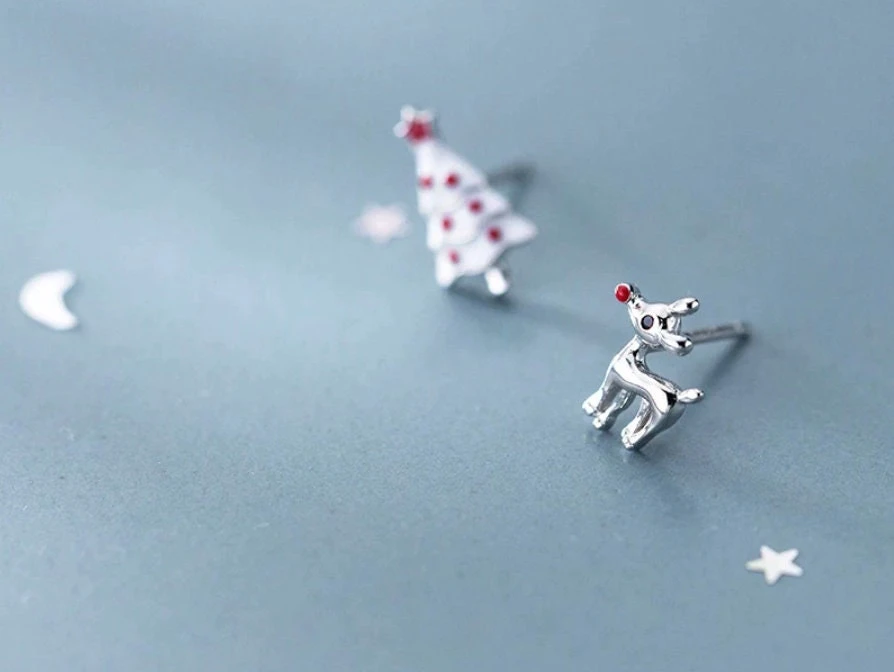 Silver Christmas Earrings 925 3 Silver Christmas Earrings 925