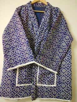 Handmade Floral Print Kantha Jacket,Japanese Kimono, Indian Beach Wear Bohemian Kantha Robe, Winter Jacket For Christmas Gift For Her