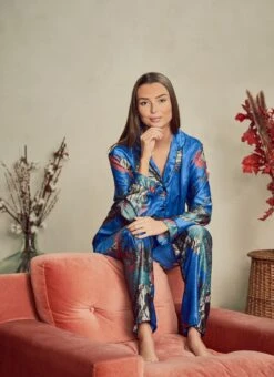 Royal Blue Pyjama Set, Christmas Gifts, Silk Blend Pyjamas, Silk Nightwear, Satin Sleepwear, Gifts For Her, Maru Pyjama Set, Loungewear, -Jewellery Paradise il fullxfull.3494376070 nyof
