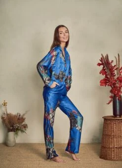 Royal Blue Pyjama Set, Christmas Gifts, Silk Blend Pyjamas, Silk Nightwear, Satin Sleepwear, Gifts For Her, Maru Pyjama Set, Loungewear, -Jewellery Paradise il fullxfull.3494379060 hhl7