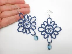 Big Navy Earrings, Christmas Gift, Gift For Her