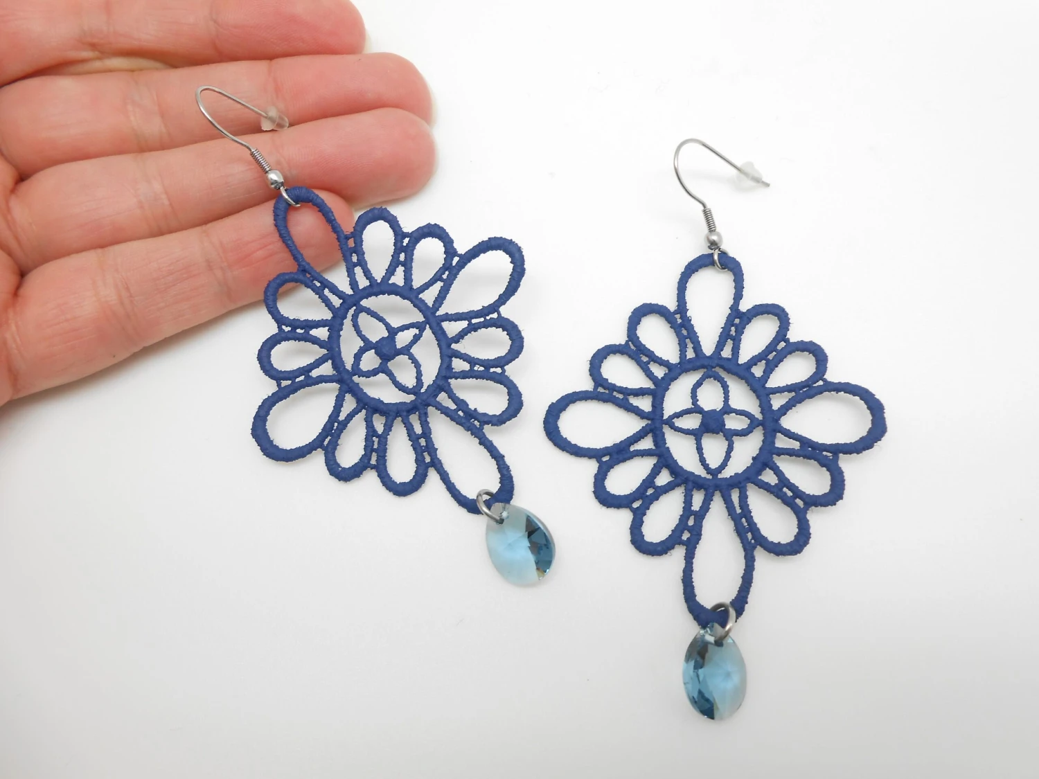 Big Navy Earrings, Christmas Gift, Gift For Her 3 Big Navy Earrings, Christmas Gift, Gift For Her