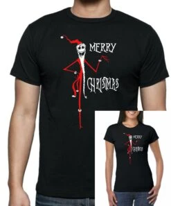 Jack Skellington Sandy Claws Black Christmas T-shirt. Available In Unisex Up To 5xl,ladies Fitted And Childrens Sizes. Fast Free UK Postage.