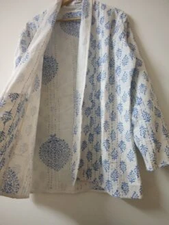 Block Print Kantha Reversible Jacket, Indian Hand Block Print Quilted Kimono, Kantha Handmade Jacket, Women Coat, Bohme Jacket For Christmas