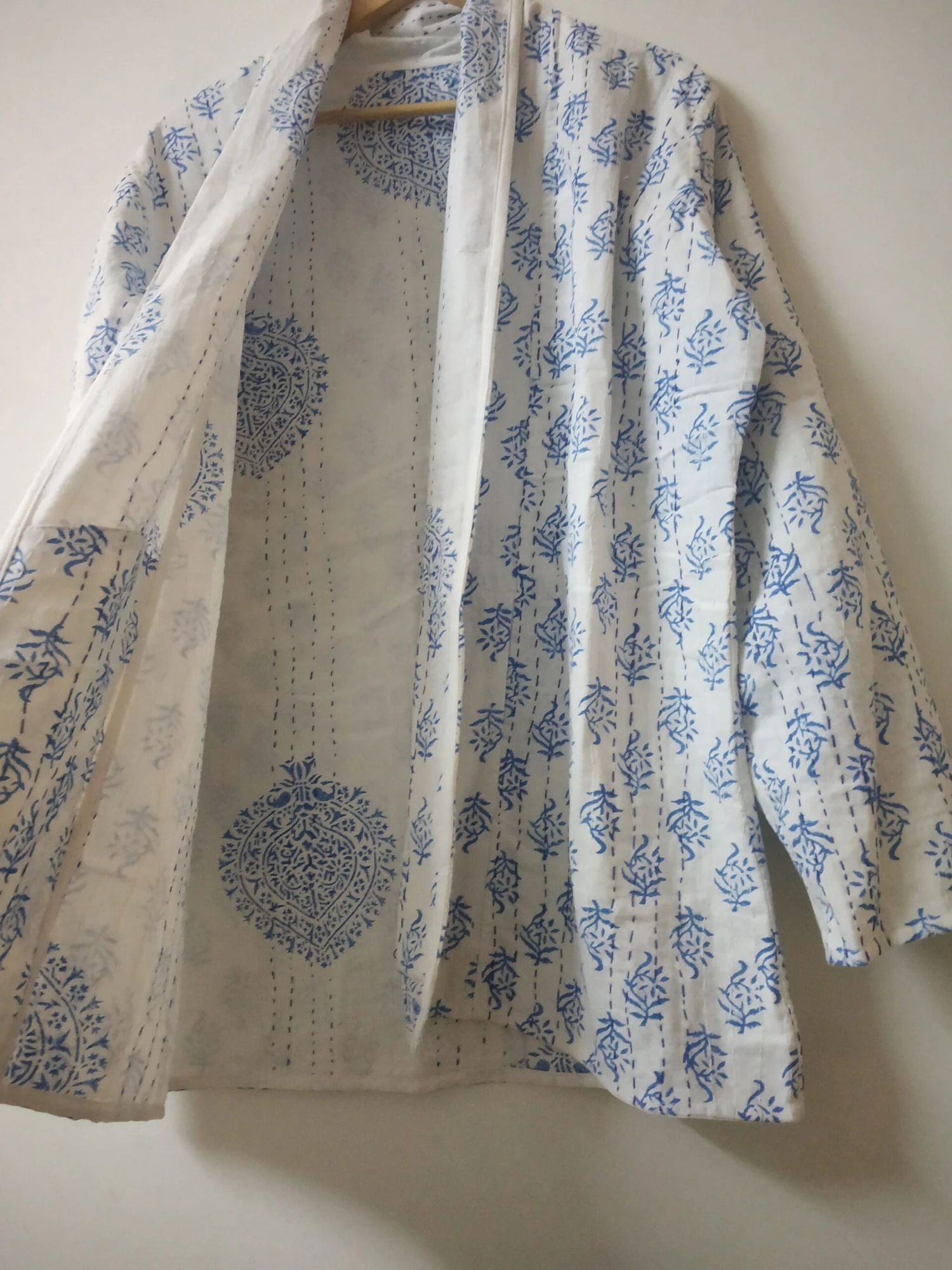 Block Print Kantha Reversible Jacket, Indian Hand Block Print Quilted Kimono, Kantha Handmade Jacket, Women Coat, Bohme Jacket For Christmas 3 Block Print Kantha Reversible Jacket, Indian Hand Block Print Quilted Kimono, Kantha Handmade Jacket, Women Coat, Bohme Jacket For Christmas