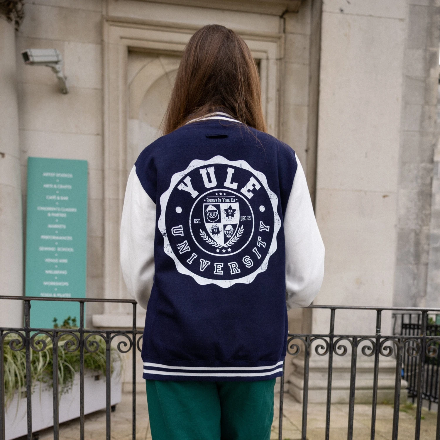 Yule University Unisex Christmas Varsity Jacket 4 Yule University Unisex Christmas Varsity Jacket - Image 2