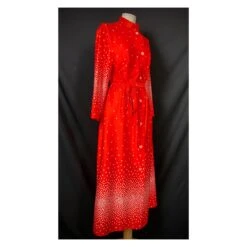 70s Festive Dress Robe. Red And White Retro Loungewear. Red 70s Dressing Gown. Elegant Christmas Belted Maxi DressM -Jewellery Paradise il fullxfull.3517046929 4fyx