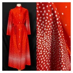 70s Festive Dress Robe. Red And White Retro Loungewear. Red 70s Dressing Gown. Elegant Christmas Belted Maxi DressM