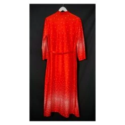70s Festive Dress Robe. Red And White Retro Loungewear. Red 70s Dressing Gown. Elegant Christmas Belted Maxi DressM -Jewellery Paradise il fullxfull.3517047061 2j36