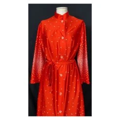 70s Festive Dress Robe. Red And White Retro Loungewear. Red 70s Dressing Gown. Elegant Christmas Belted Maxi DressM -Jewellery Paradise il fullxfull.3517047177 sgra