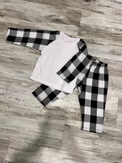 Adult Christmas Pajama Sets 2polyester Sublimation Flannel Buffalo Plaid