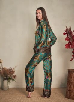 NEW! Emerald Silk Blend Pyjama Set, Silk Nightwear Satin Pyjamas Gifts For Her, Maru Pyjama Set, Home Christmas Gifts, Loungewear -Jewellery Paradise il fullxfull.3525179733 6itp