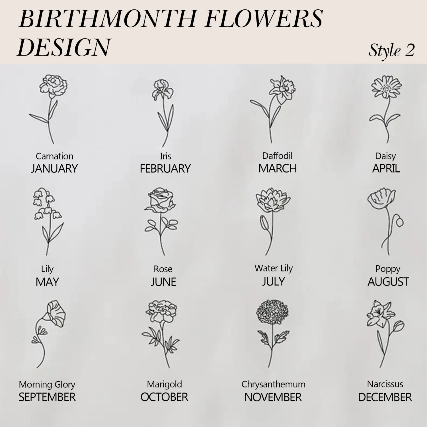 Floral Name Necklace, Personalized Birth Flower Name Necklace, Christmas Gifts - Gift For Mother Birthday Gift, Personalized Jewelry 12 Floral Name Necklace, Personalized Birth Flower Name Necklace, Christmas Gifts - Gift For Mother Birthday Gift, Personalized Jewelry - Image 10